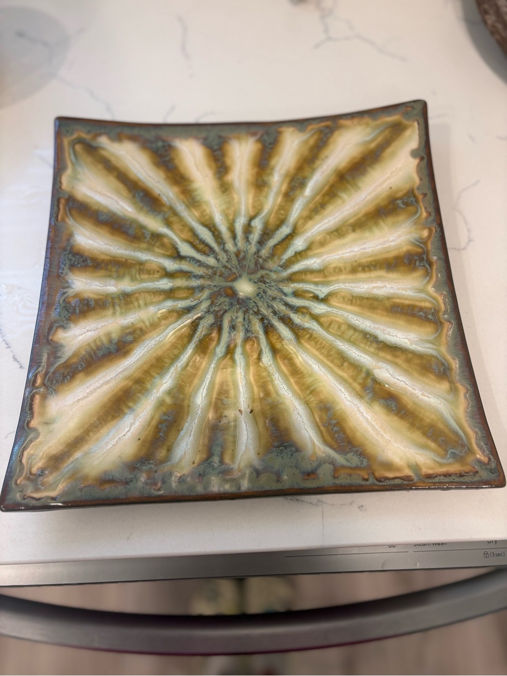 Glazed Ceramic Sunburst Decorative Plate - Good Earth Pottery